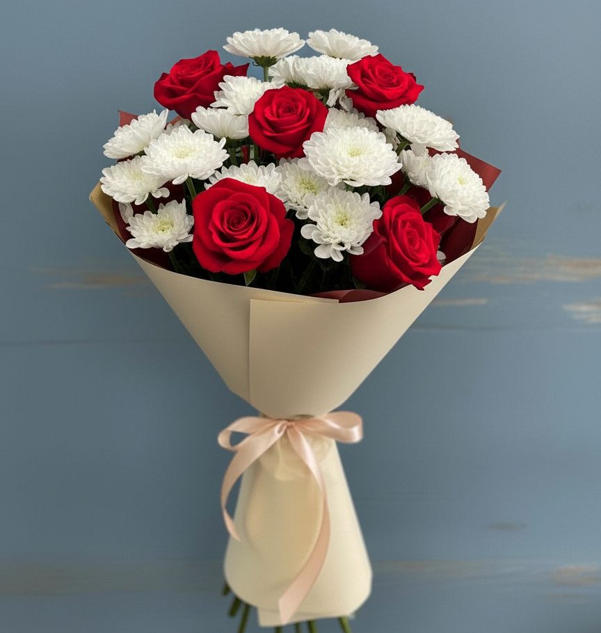 Букет цветов из: Розы и Хризантемы в Большой Казинке