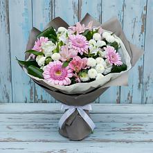 Букет цветов из:  Герберы, Альстромерии и Хризантемы в Большой Казинке