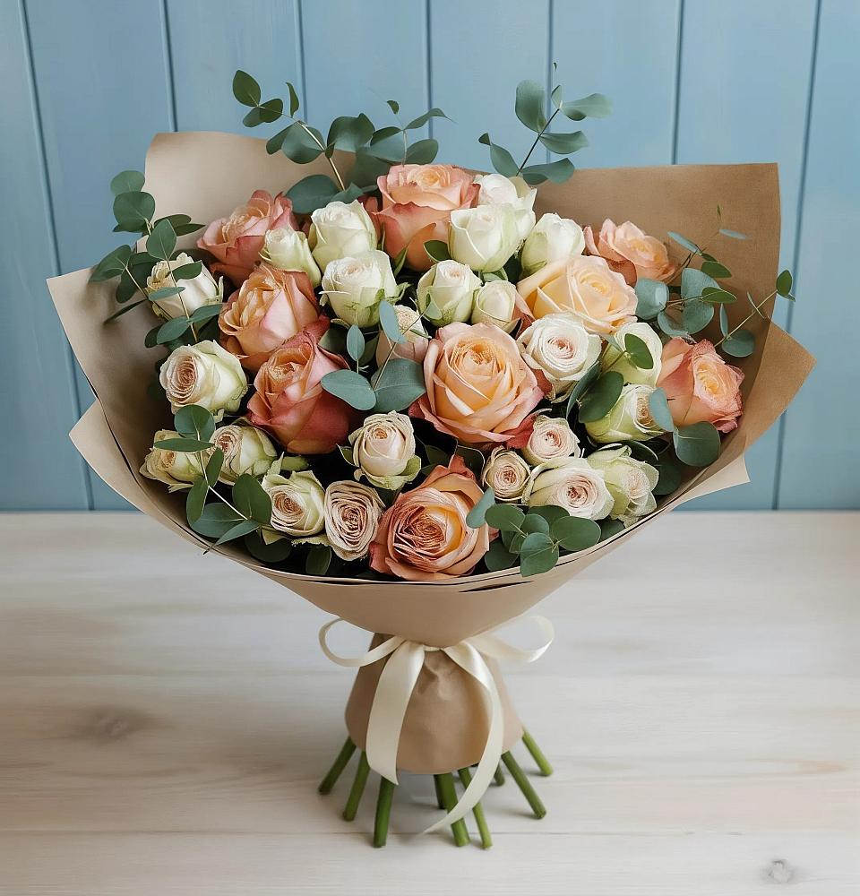 Букет цветов из: Альстромерии и Розы в Большой Казинке