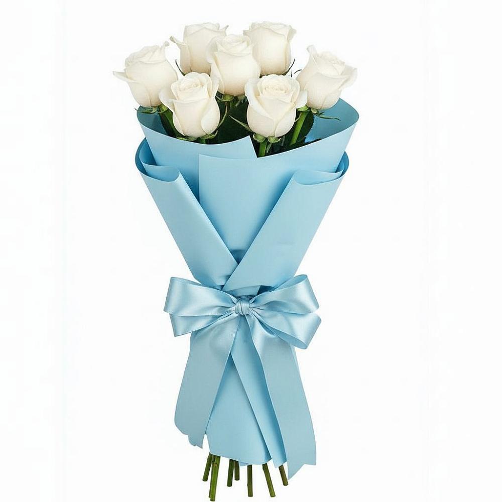 Букет 7 белых роз Проуд в Большой Казинке