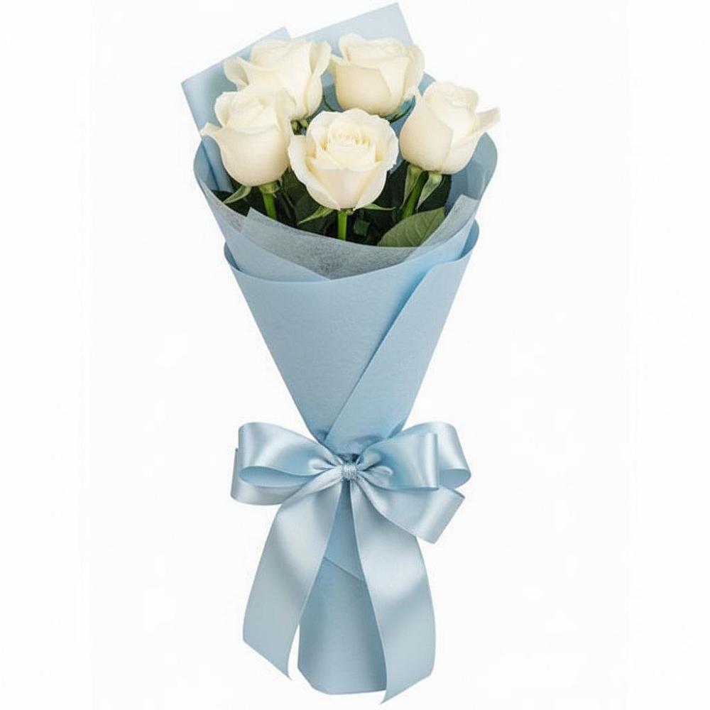 Букет 5 Белых роз Проуд в Большой Казинке