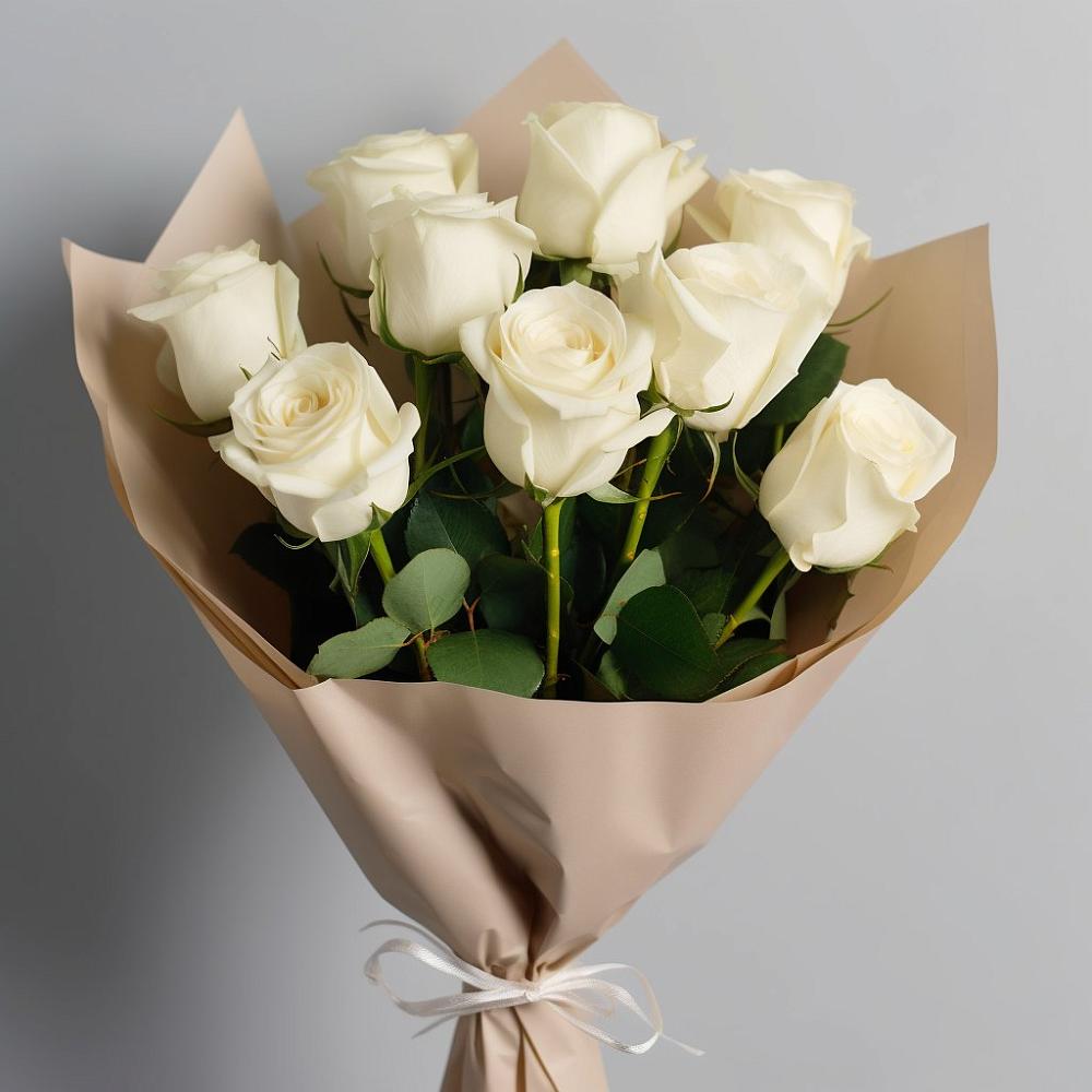 Букет 9 Белых роз Эдлесс Лав в Большой Казинке