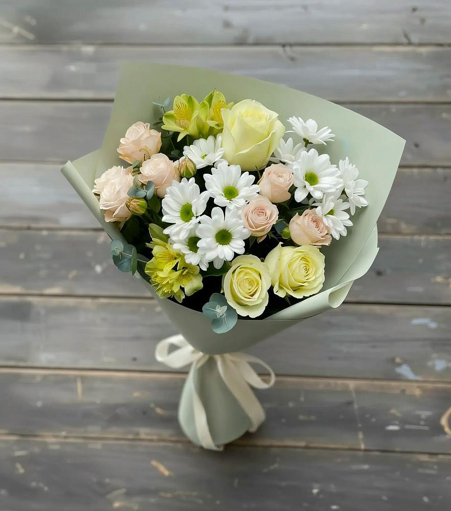 Букет цветов из: Альстромерии, Розы и Хризантемы в Большой Казинке