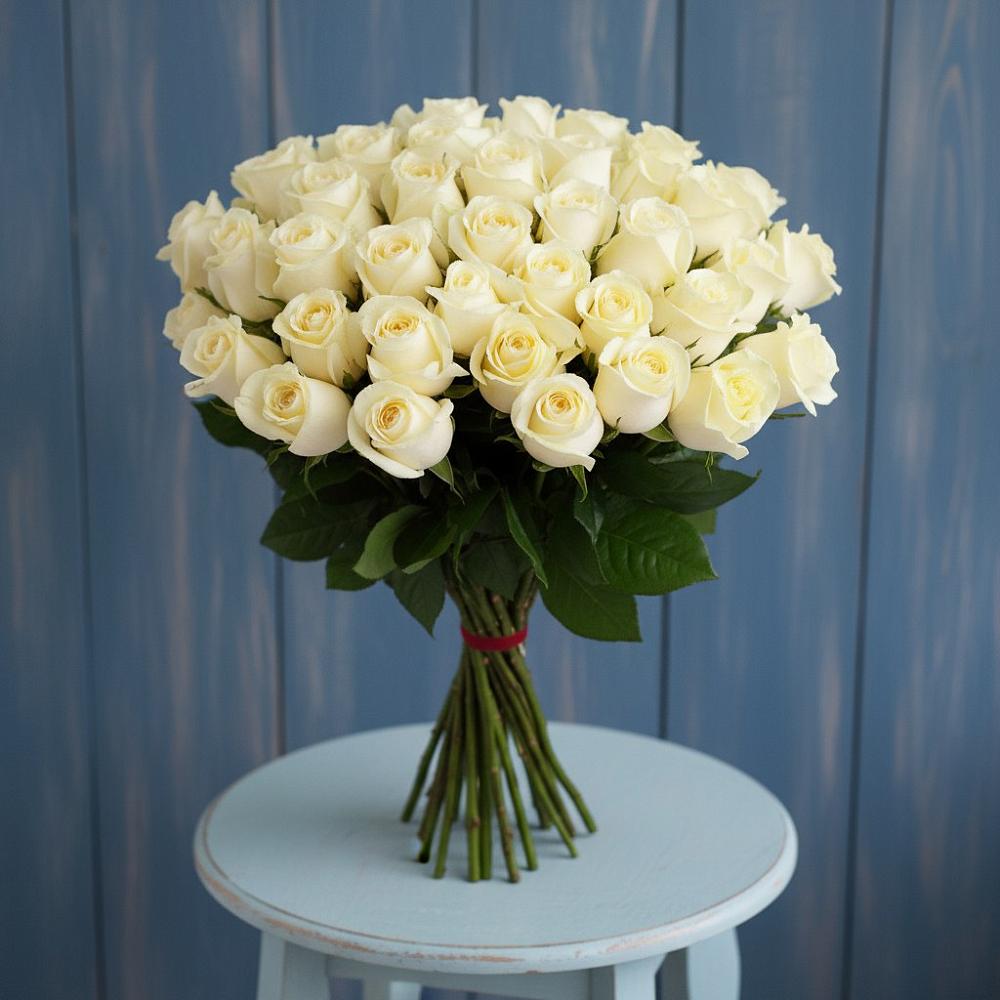Букет 51 Белая роза Эдлесс Лав в Большой Казинке