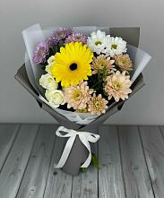 Букет цветов из:  Розы, Герберы и Хризантемы в Большой Казинке