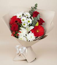 Букет цветов из:  Розы, Хризантемы, Герберы и Лилии в Большой Казинке