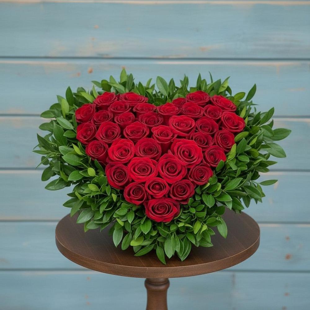 Цветочная композиция из Розы в виде сердца в Большой Казинке