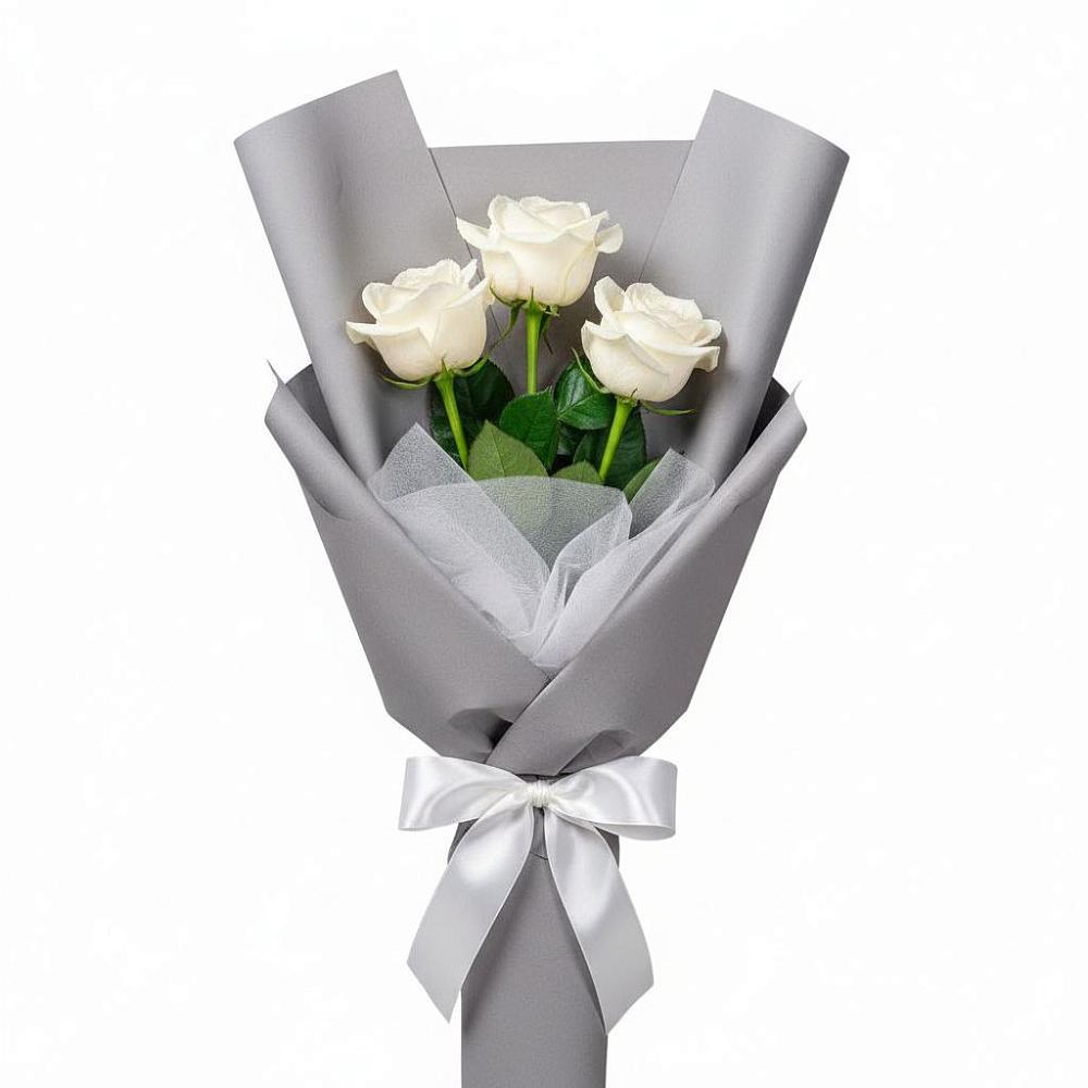 Букет 3 белые розы в Большой Казинке
