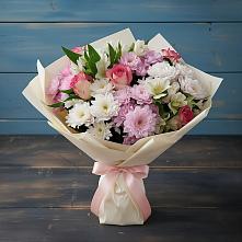 Букет цветов из:  Хризантемы, Альстромерии и Розы в Большой Казинке