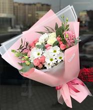 Букет цветов из:  Розы, Лизиантусы и Хризантемы в Большой Казинке