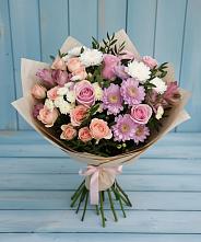 Букет цветов из:  Хризантемы, Розы и Альстромерии в Большой Казинке