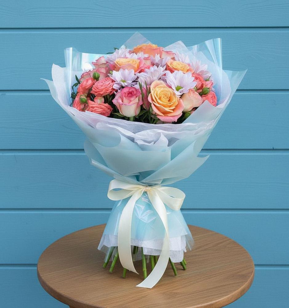 Букет цветов из: Хризантемы и Розы в Большой Казинке