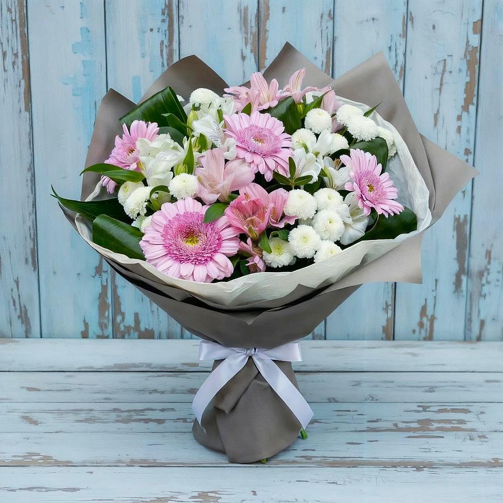 Букет цветов из: Герберы, Альстромерии и Хризантемы в Большой Казинке