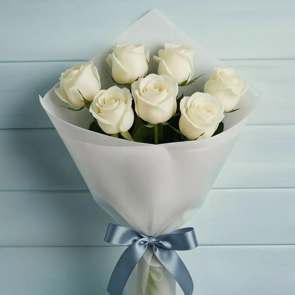 Букет 7 Белых роз Эдлесс Лав в Большой Казинке