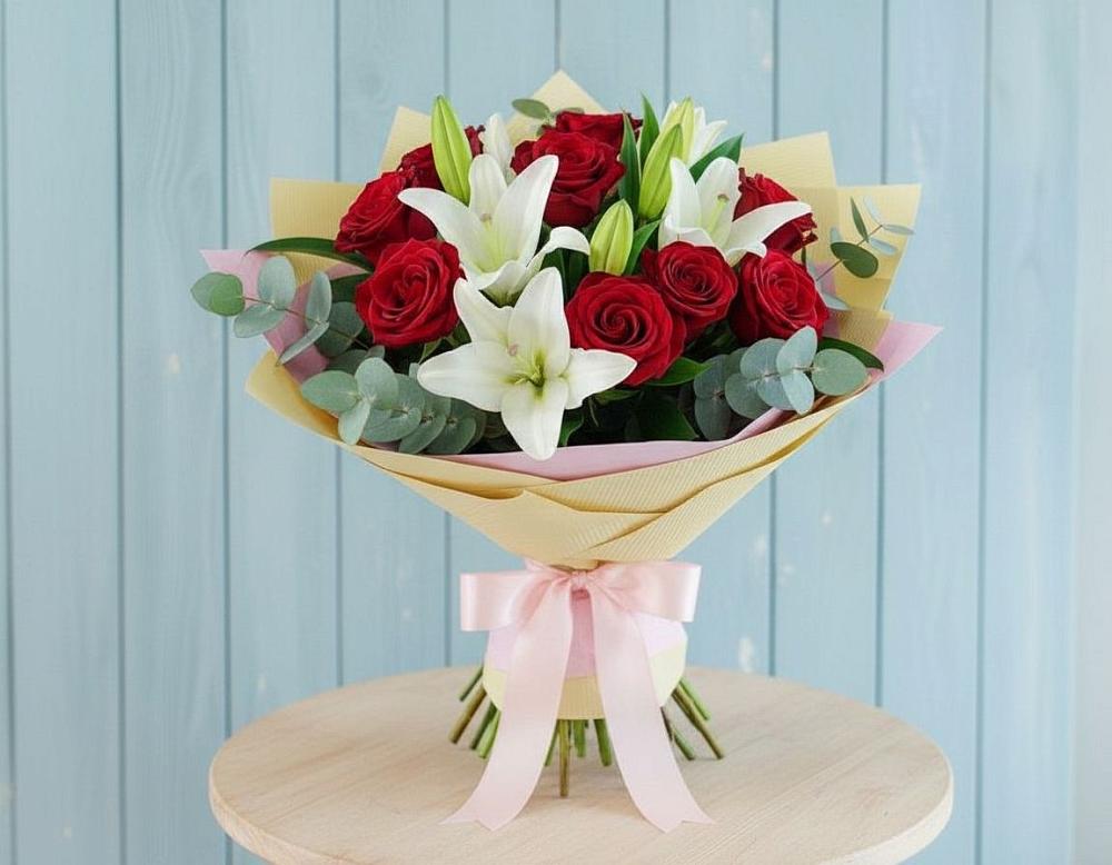 Букет цветов из: Лилии и Розы в Большой Казинке